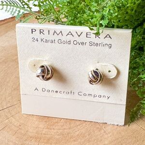 Primavera Danecraft 24K Gold Over Sterling Silver Knot Stud Earrings